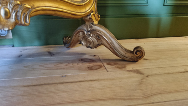écran à Châssis Coulissant D’époque Louis XV En Bois Doré.