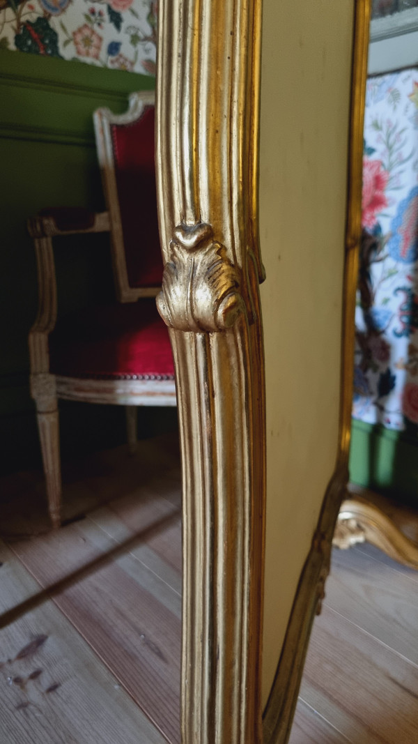 écran à Châssis Coulissant D’époque Louis XV En Bois Doré.