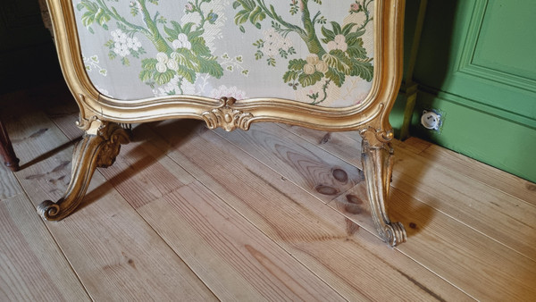 écran à Châssis Coulissant D’époque Louis XV En Bois Doré.