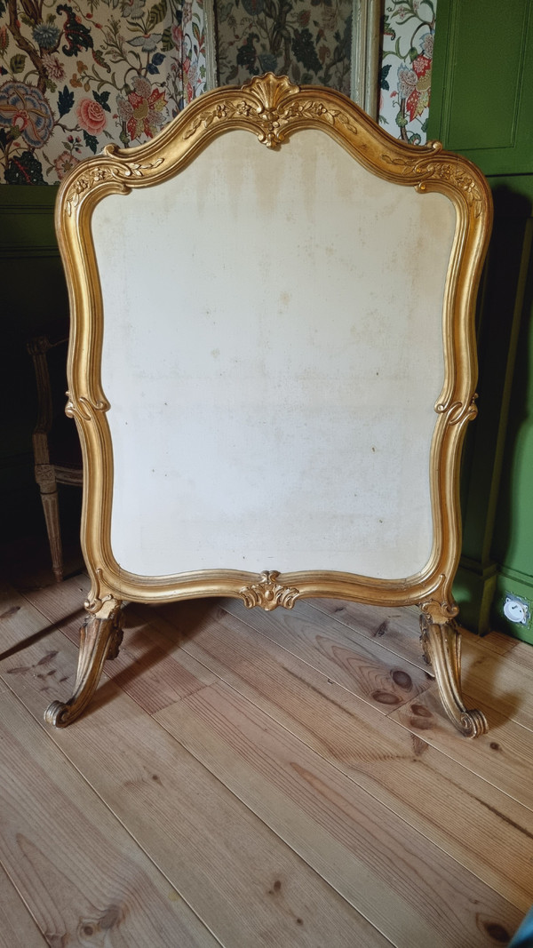 écran à Châssis Coulissant D’époque Louis XV En Bois Doré.