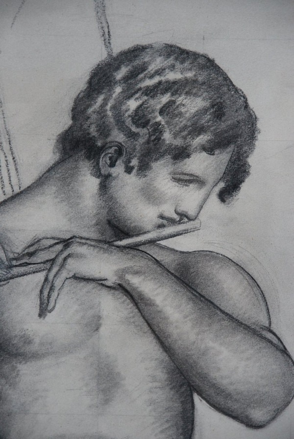 Charcoal representing Jadis Signed by Jean Avy