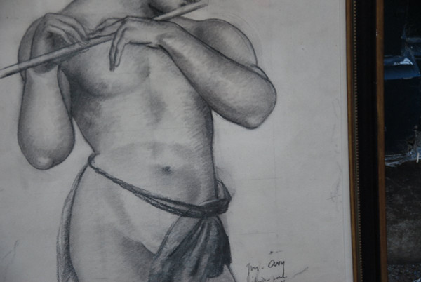 Charcoal representing Jadis Signed by Jean Avy