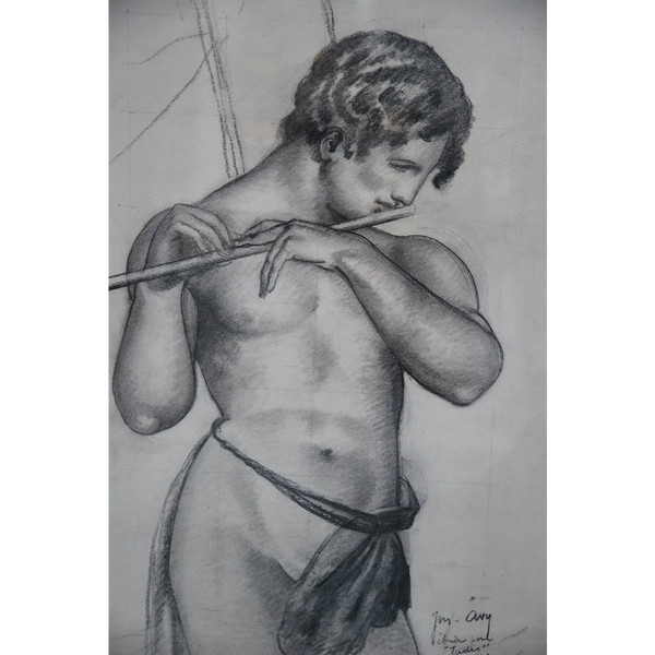 Charcoal representing Jadis Signed by Jean Avy