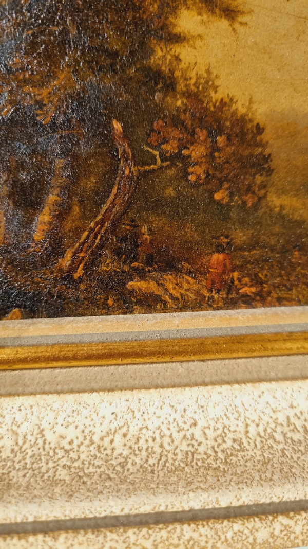 Miniatura di rovina Paesaggio olio su pannello inizio XIX sec.