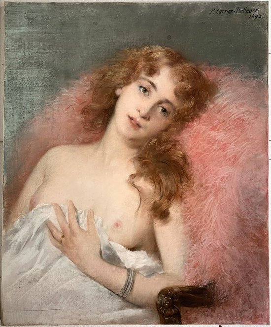 Pierre Carrier-Belleuse (1851-1932) - Young naked woman - Pastel on canvas signed