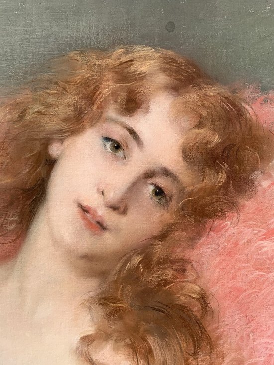 Pierre Carrier-Belleuse (1851-1932) - Young naked woman - Pastel on canvas signed