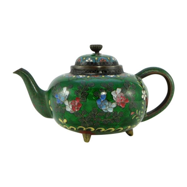 Japon, XIXème Siècle, ère Meiji, Petite Théière émaux Cloisonnés Et Translucides.