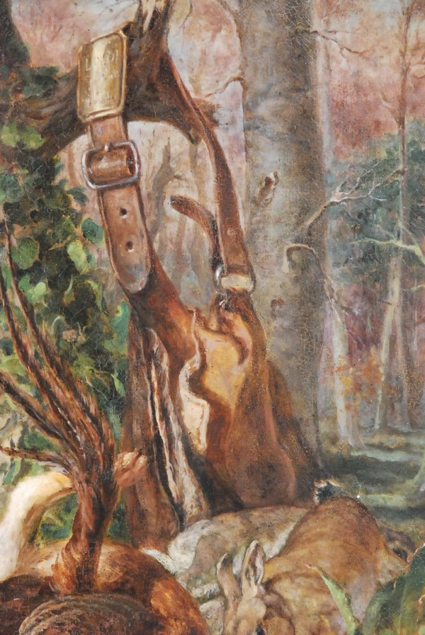 Nature Morte Aux Gibiers, Olio su tela del XIX secolo Firmato