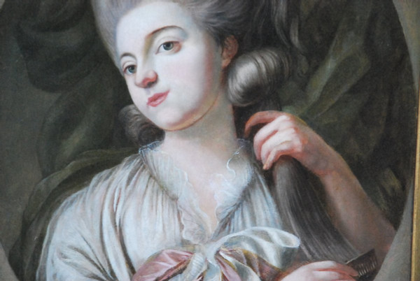 Öl Auf Leinwand Junge Frau bei ihrer Toilette Epoche Louis XVI; XVIII