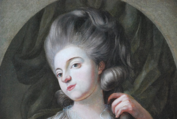 Öl Auf Leinwand Junge Frau bei ihrer Toilette Epoche Louis XVI; XVIII