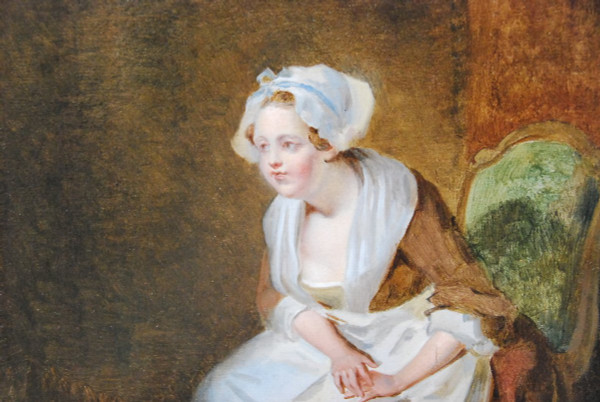 Charmant Huile Jeune Femme à Sa Lecture , Jean Baptiste Charpentier