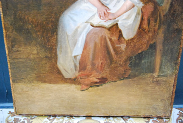 Charmant Huile Jeune Femme à Sa Lecture , Jean Baptiste Charpentier