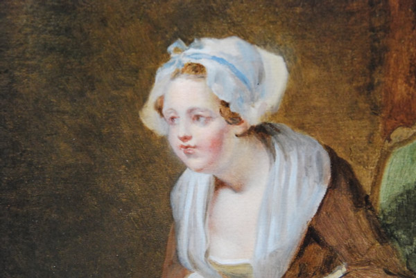 Charmant Huile Jeune Femme à Sa Lecture , Jean Baptiste Charpentier