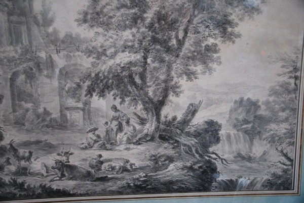 Grande Scena di Disegno di Rovine e Personaggi, Fine XVIII Secolo