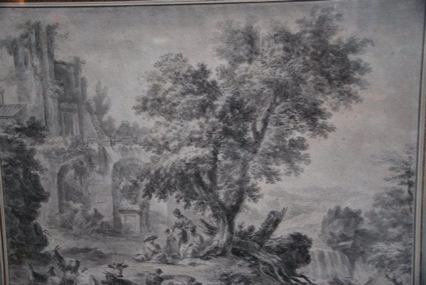 Grande Scena di Disegno di Rovine e Personaggi, Fine XVIII Secolo