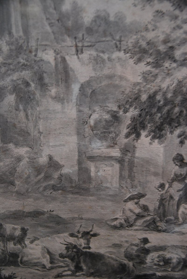 Grande Scena di Disegno di Rovine e Personaggi, Fine XVIII Secolo
