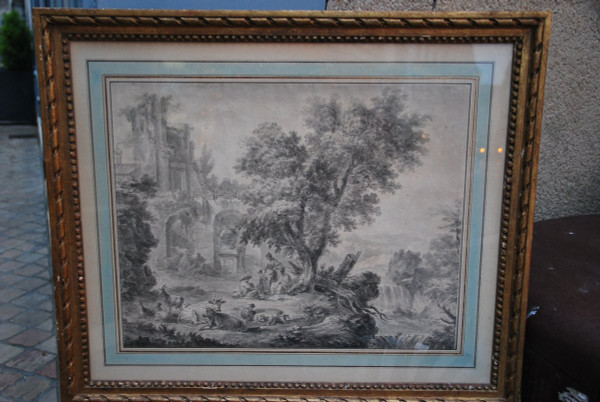 Grande Scena di Disegno di Rovine e Personaggi, Fine XVIII Secolo