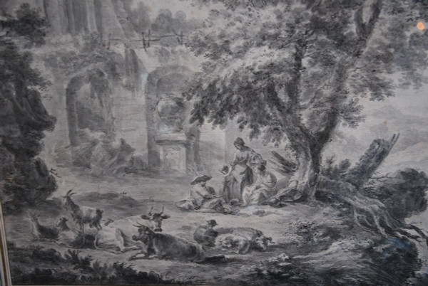 Grande Scena di Disegno di Rovine e Personaggi, Fine XVIII Secolo