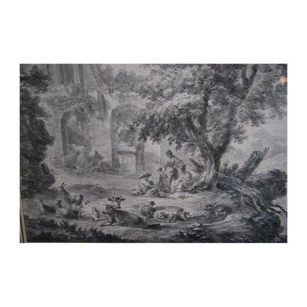 Grande Scena di Disegno di Rovine e Personaggi, Fine XVIII Secolo