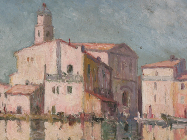 Martigues Quai Brescon Öl auf Leinwand Signiert Mardieu Epoche 20 Vue de Provence
