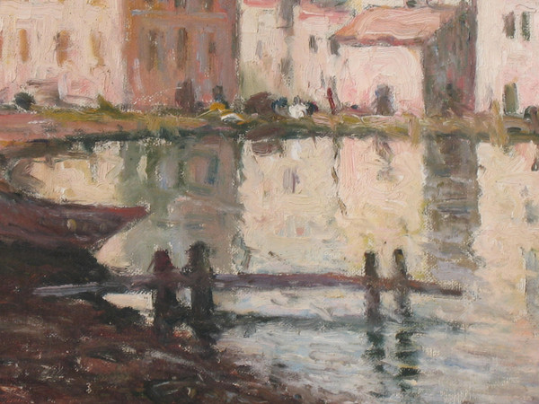Martigues Quai Brescon Öl auf Leinwand Signiert Mardieu Epoche 20 Vue de Provence