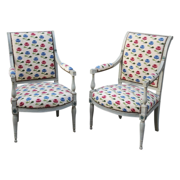 Paire De Fauteuils En Bois Laqué D époque Directoire