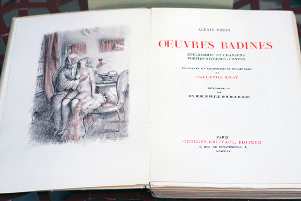 Curiosa: "OEUVRES BADINES" di Alexis PIRON, composizioni originali di Paul-Émile BÉCAT