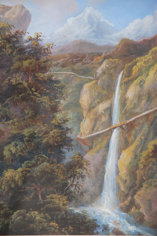 Paire De Gouaches : Vues Du Brésil Fin XIX