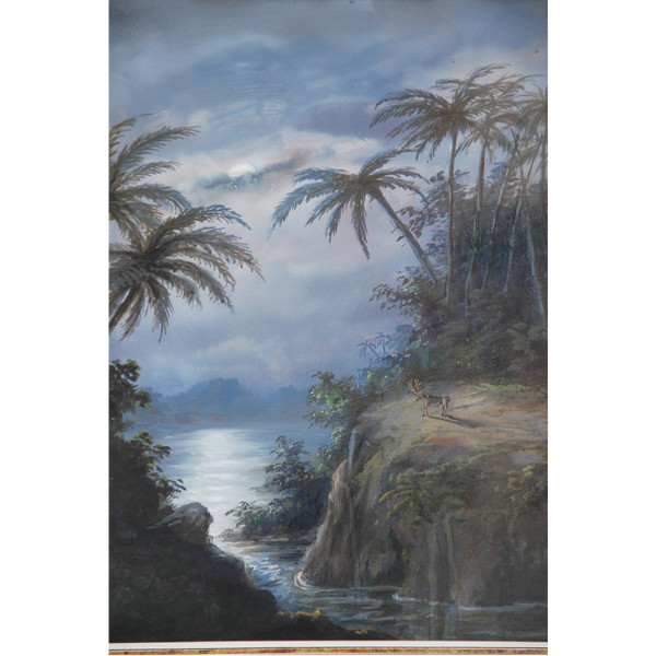 Paire De Gouaches : Vues Du Brésil Fin XIX