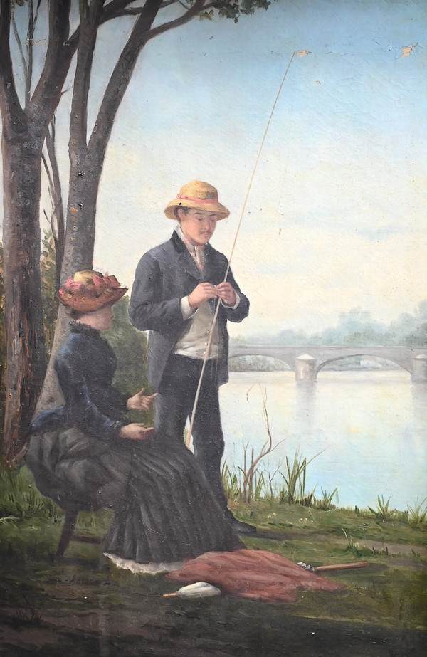 Le Pêcheur à la Ligne, École du XIXe siècle – Fin XIXe