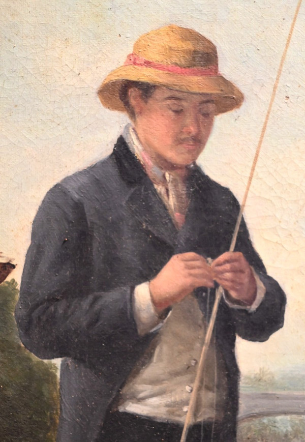 Le Pêcheur à la Ligne, École du XIXe siècle – Fin XIXe