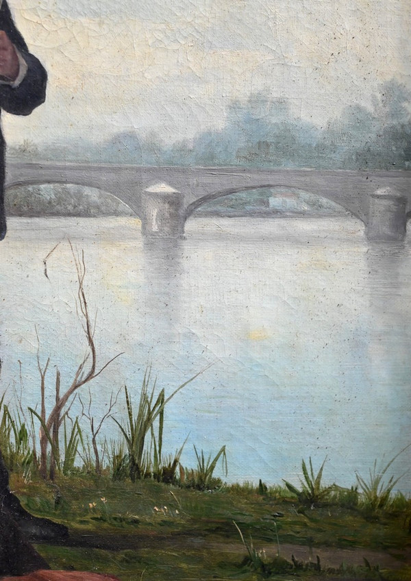 Le Pêcheur à la Ligne, École du XIXe siècle – Fin XIXe