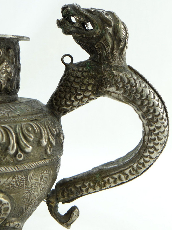 Tibet, Early 20th Century, Repoussé Silver Teapot.