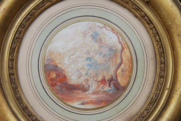 Pair Of Gouaches In Tondo Late 18th Century