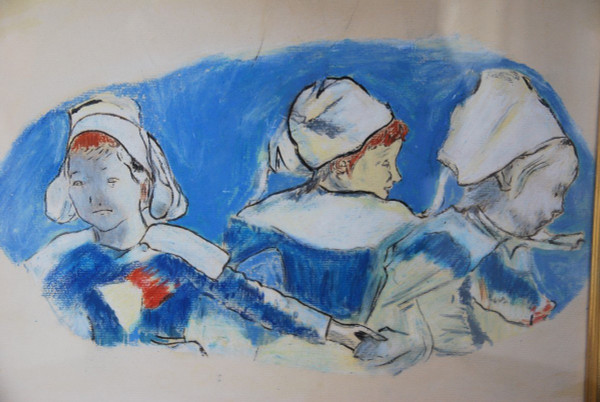 Disegno a pastello: Tre donne bretoni, dopo Paul Gauguin