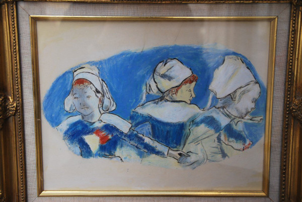 Disegno a pastello: Tre donne bretoni, dopo Paul Gauguin