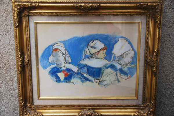 Disegno a pastello: Tre donne bretoni, dopo Paul Gauguin