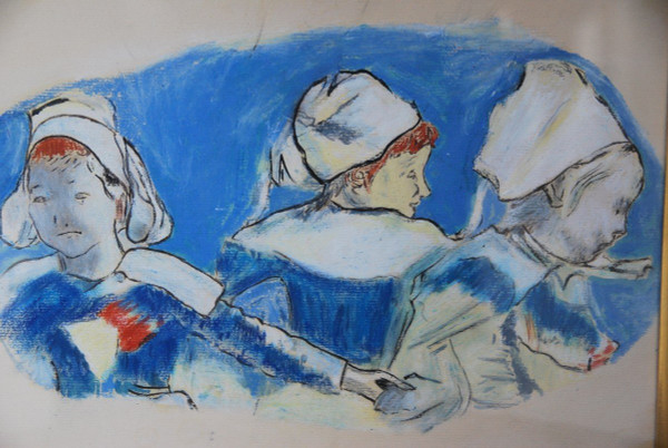 Disegno a pastello: Tre donne bretoni, dopo Paul Gauguin