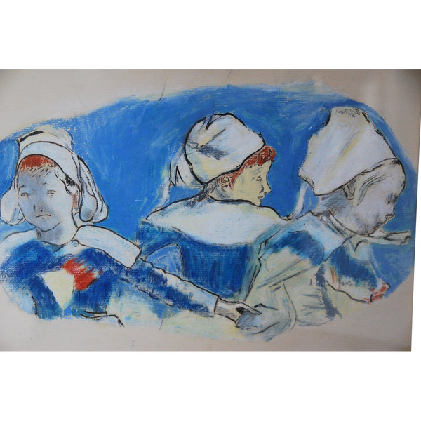 Disegno a pastello: Tre donne bretoni, dopo Paul Gauguin