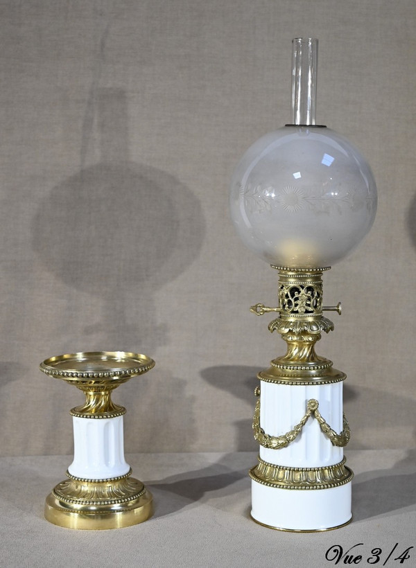 Lampe à Pétrole en Céramique, époque Napoléon III – Milieu XIXe