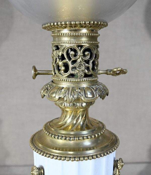 Lampe à Pétrole en Céramique, époque Napoléon III – Milieu XIXe