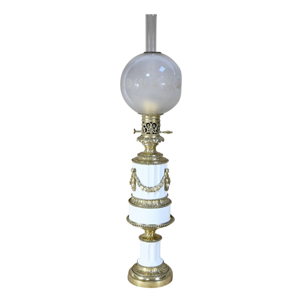 Lampe à Pétrole en Céramique, époque Napoléon III – Milieu XIXe