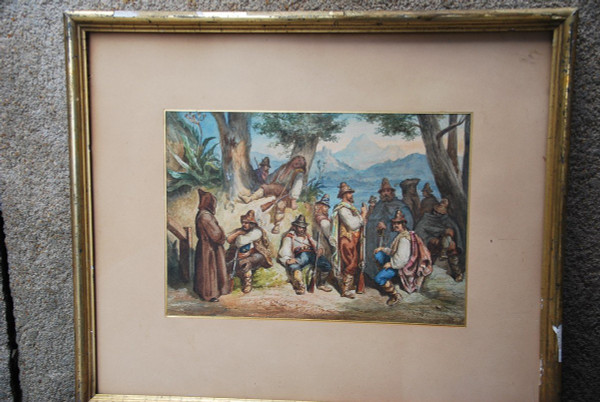 Acquerello Il resto dei Bandis italiani, attribuito ad Antoine Alphonse Montfort intorno al 1860