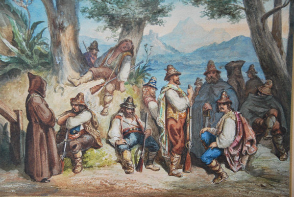 Acquerello Il resto dei Bandis italiani, attribuito ad Antoine Alphonse Montfort intorno al 1860