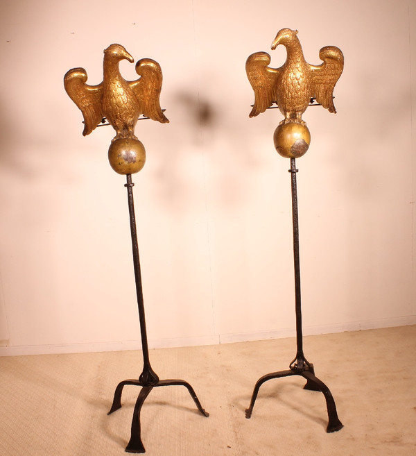 Pair Of Eagles 16 ° Century From In The Form Of Lectern