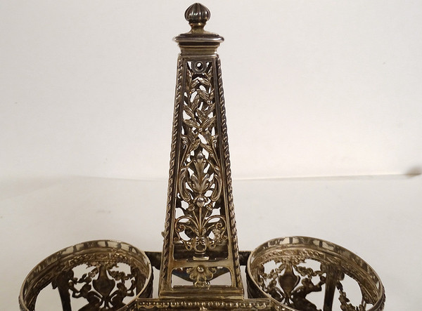 Set Olio e Aceto e 2 Saliere in Argento 925, Minerva Putti XIX