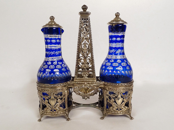 Set Olio e Aceto e 2 Saliere in Argento 925, Minerva Putti XIX