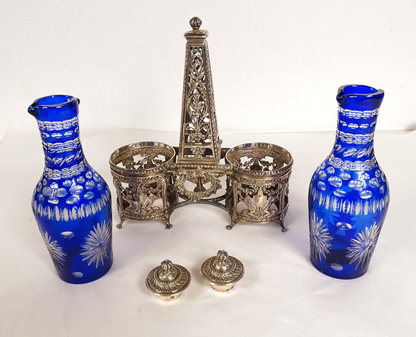 Set Olio e Aceto e 2 Saliere in Argento 925, Minerva Putti XIX