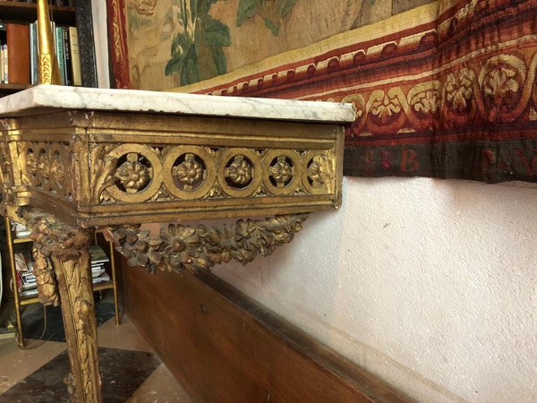 Konsole aus goldenem Holz, Louis XVI-Zeit.