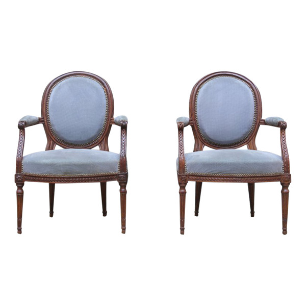 Paire de fauteuils d'époque Louis XVI.
